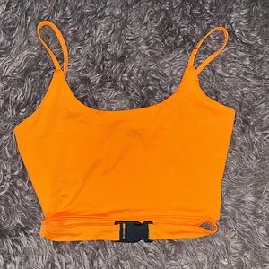 Orange buckle crop top